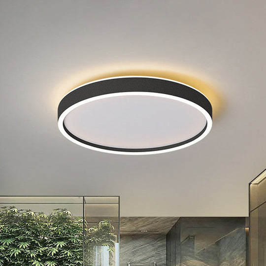 Modern Round Shade Led Flush Mount Acrylic Ceiling Lighting For Living Room Black / 15.5’ Warm
