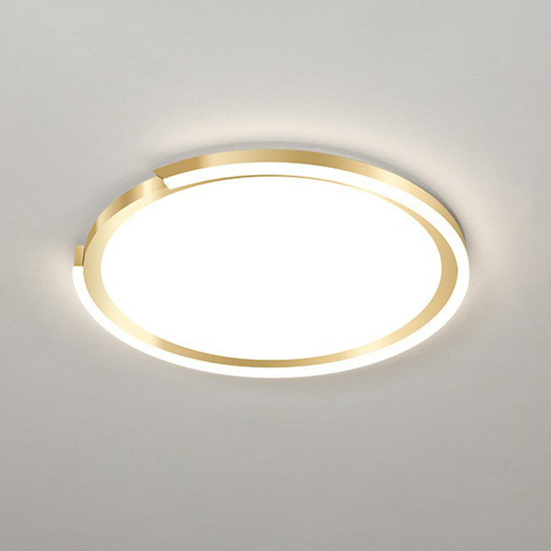 Modern Gold Led Flush Mount Ceiling Light - Simplicity Metallic Design Extra - Thin Circular Shape