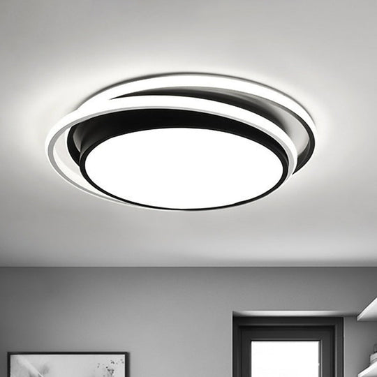 Contemporary Black Acrylic Led Flush Mount Ceiling Light For Bedrooms / White