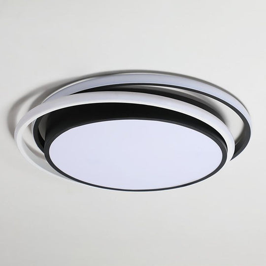 Contemporary Black Acrylic Led Flush Mount Ceiling Light For Bedrooms