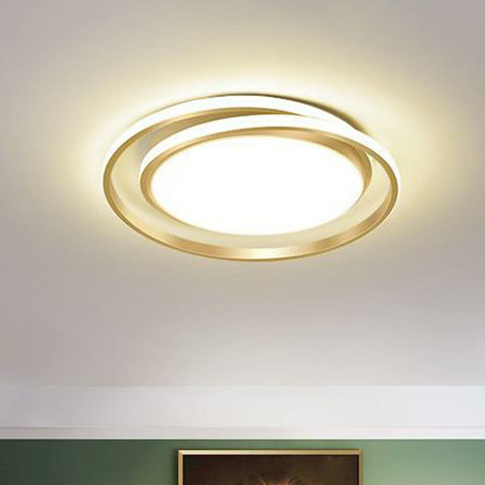 Simplicity Led Flush Mount Ceiling Light For Bedroom - Acrylic Round Design Gold / 18’ Warm