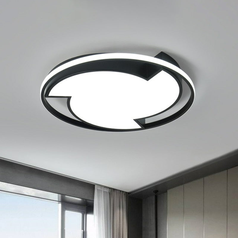 Contemporary Black Led Flush Mount Ceiling Light Black / Remote Control Stepless Dimming