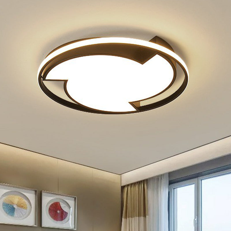 Contemporary Black Led Flush Mount Ceiling Light Black / Warm