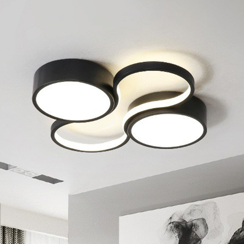 Sleek Study Room Led Flush Mount Ceiling Light - Acrylic Simplified Black / 19.5’ 3 Color