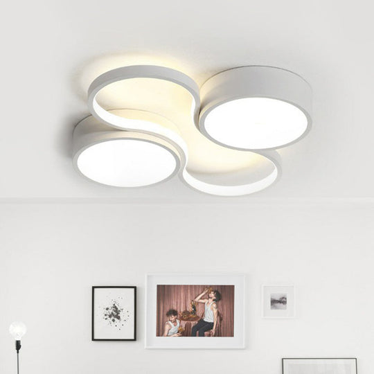 Sleek Study Room Led Flush Mount Ceiling Light - Acrylic Simplified White / 19.5’ Warm