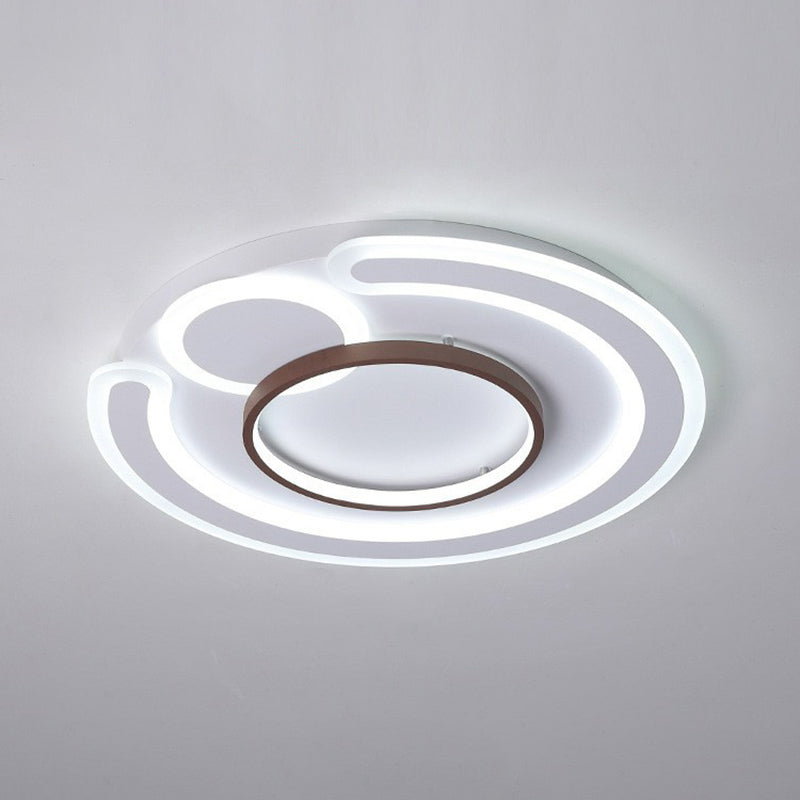 Nordic Style Led Coffee Flushmount Ceiling Light - Acrylic Circular Shape / 16.5’ White