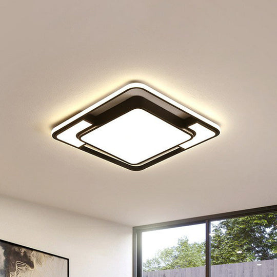 Led Simplicity Acrylic Flush Mount Ceiling Light - Black Bedroom Lighting
