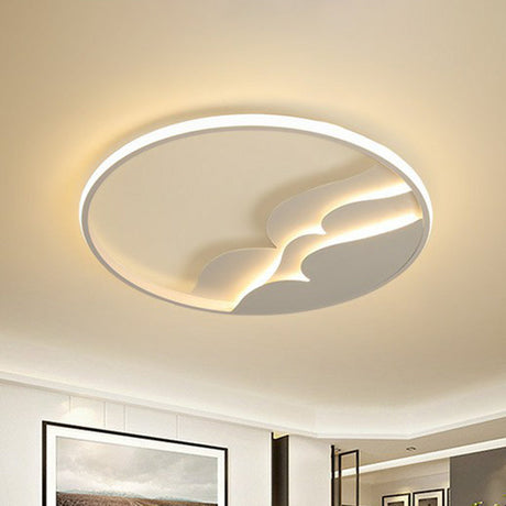 Modern Metal Led Flush Mount Ceiling Light With Halo Ring For Bedroom - White Flushmount / 17 Remote