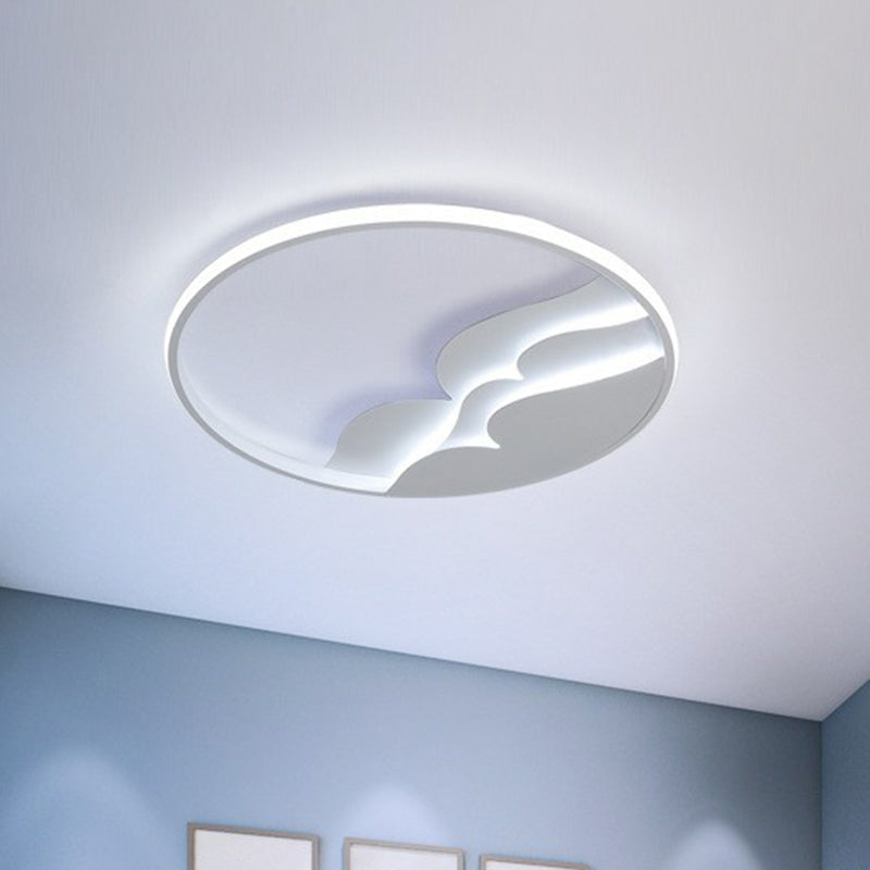 Modern Metal Led Flush Mount Ceiling Light With Halo Ring For Bedroom - White Flushmount / 17