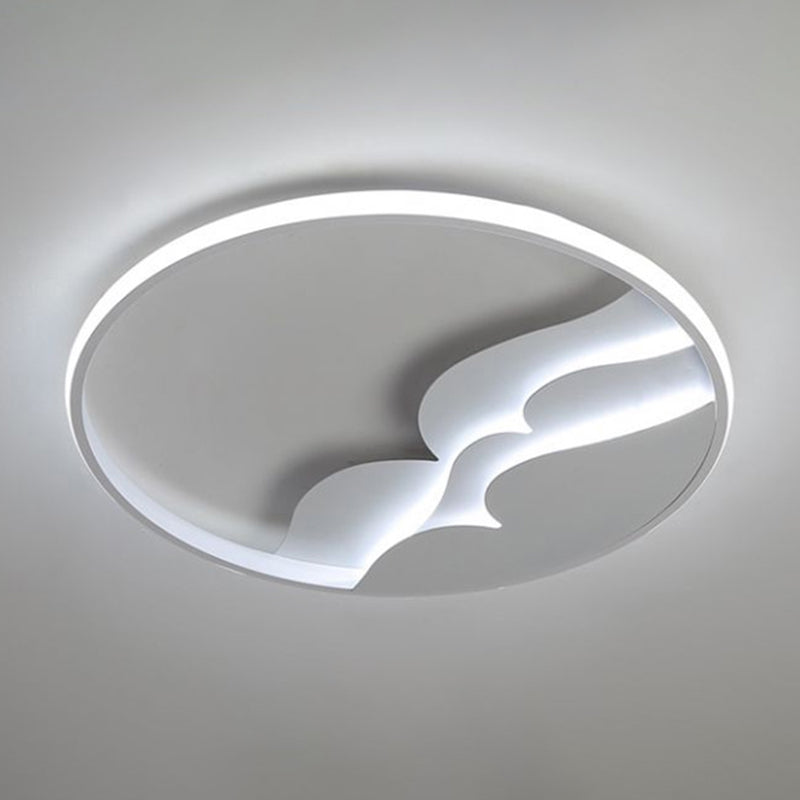 Modern Metal Led Flush Mount Ceiling Light With Halo Ring For Bedroom - White Flushmount