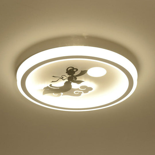 Nordic Style Led Flush Mount Ceiling Light In White - Circular Bedroom Lighting Fixture / Portrait