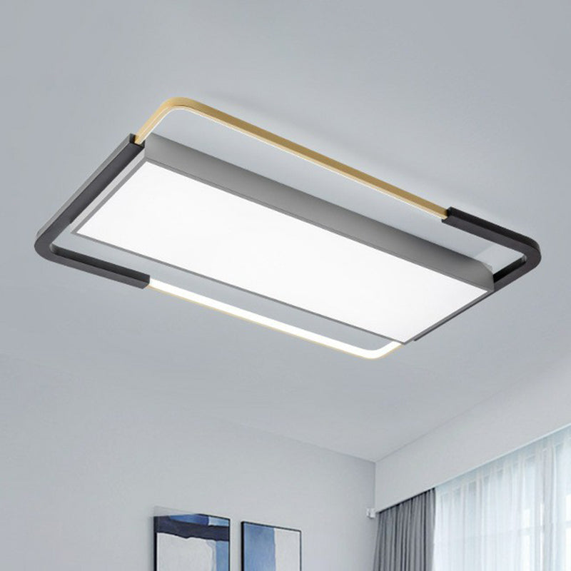Sleek Geometric Acrylic Led Flush Mount Ceiling Light In Gold-Black / Third Gear Rectangle