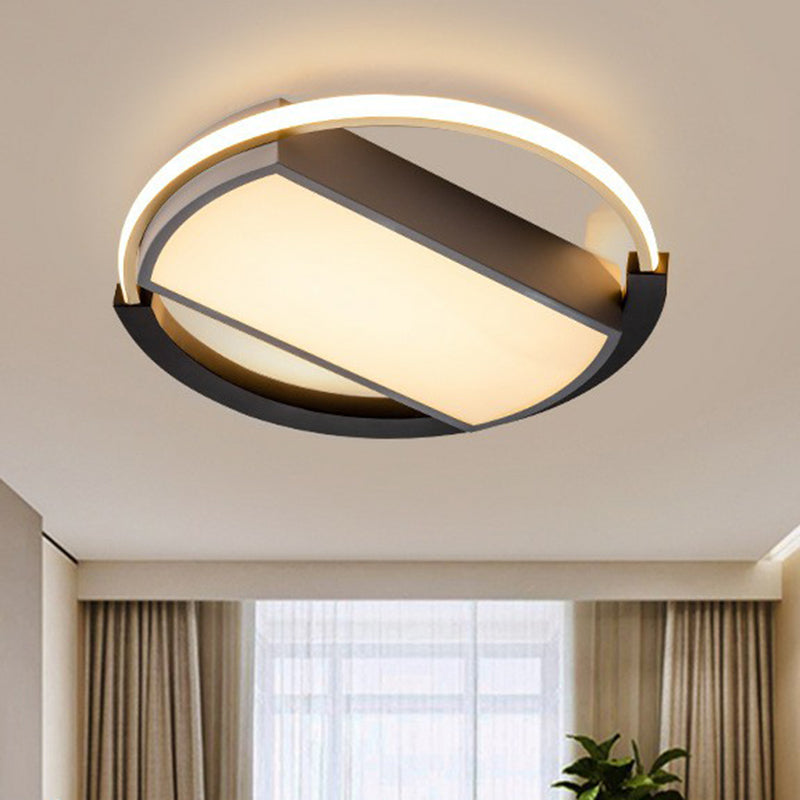 Sleek Geometric Acrylic Led Flush Mount Ceiling Light In Gold-Black / Third Gear Round