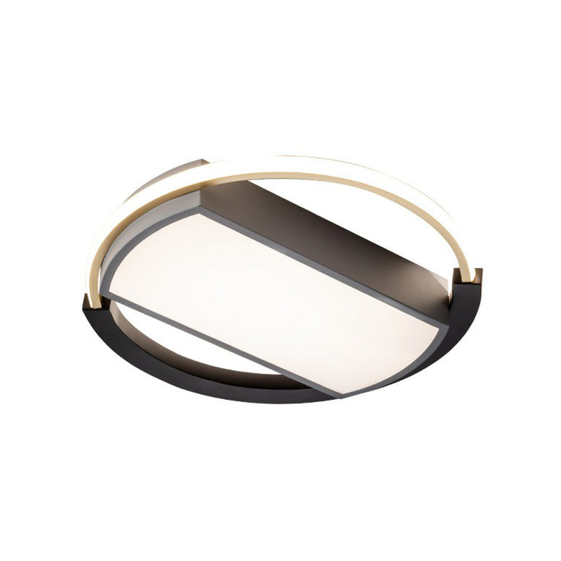 Sleek Geometric Acrylic Led Flush Mount Ceiling Light In Gold-Black