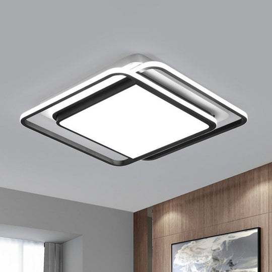 Modern Acrylic Rhombus Flush Light In Black & White: Led Ceiling Fixture