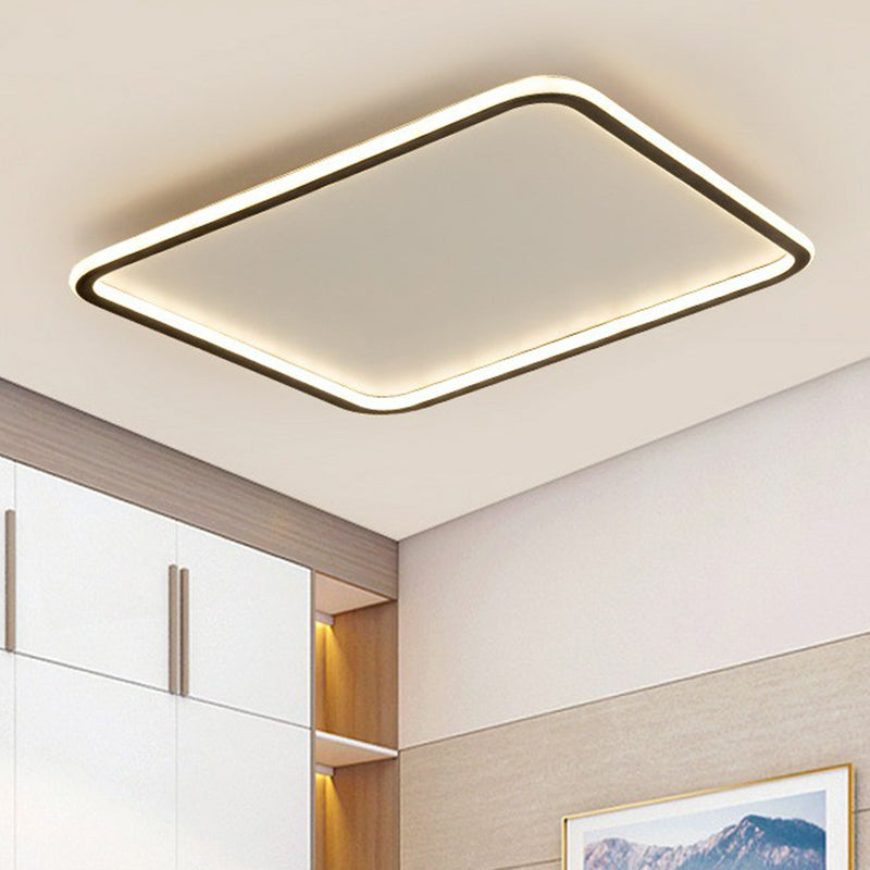 Minimalist Acrylic Black Led Flush Mount Fixture - Rectangular Frame / 15.5 Third Gear