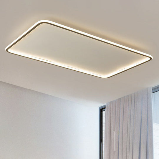 Minimalist Acrylic Black Led Flush Mount Fixture - Rectangular Frame / 23.5 Third Gear