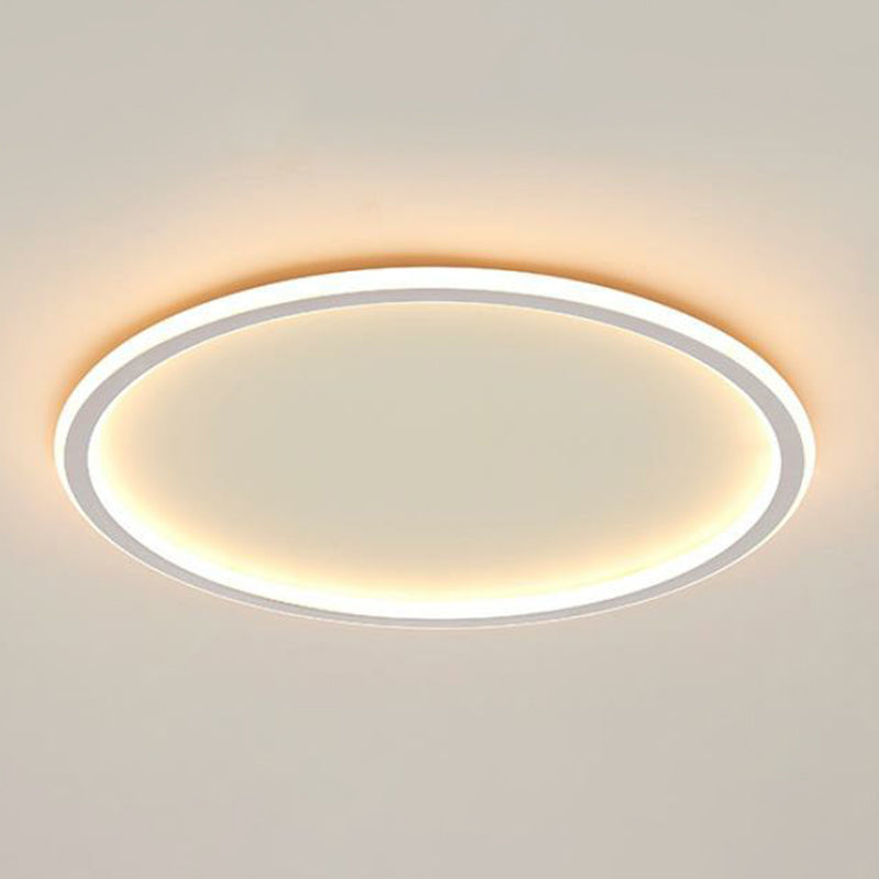 Modern Led Flush Mount Ceiling Light - Extra-Thin Aluminum Fixture In White / Warm Round