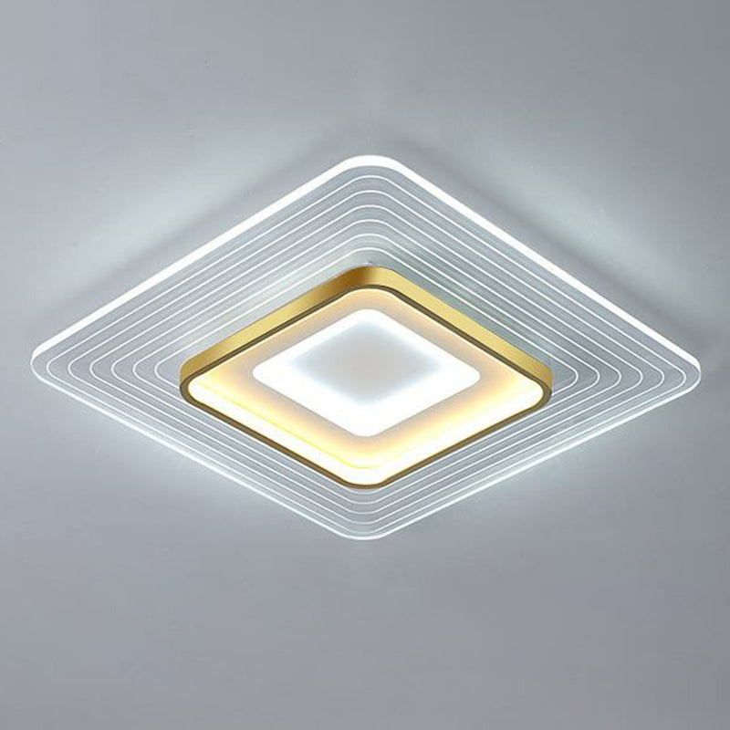 Golden Acrylic Led Flush Mount Light For Simplicity And Style In Living Room Gold / 15.5 White