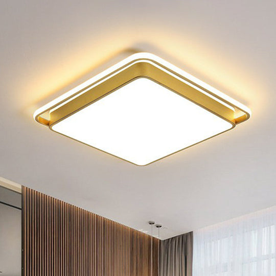 Modern Gold Flush Ceiling Light With Led And Geometric Design For Bedroom / 18 White