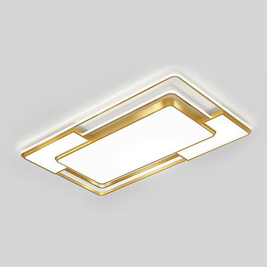 Modern Geometric Led Flush Mount Gold Ceiling Light For Living Room / 23.5 White