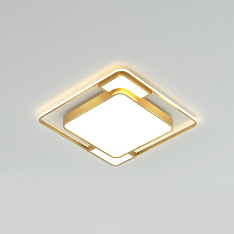 Modern Geometric Led Flush Mount Gold Ceiling Light For Living Room / 16.5’ Warm