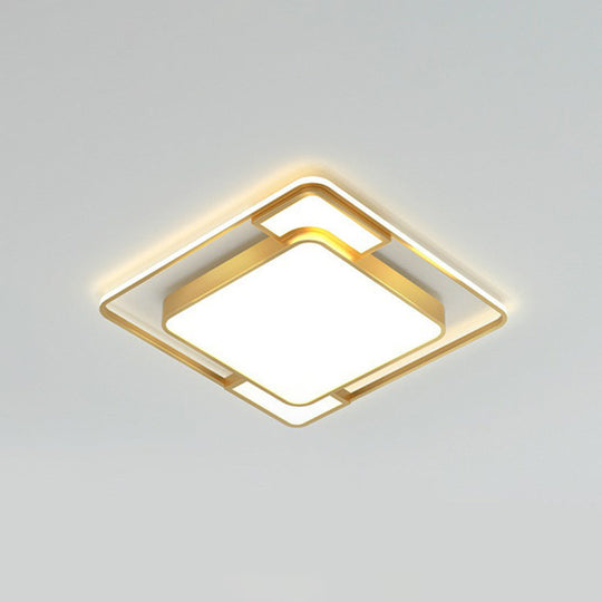 Modern Geometric Led Flush Mount Gold Ceiling Light For Living Room / 16.5’ Warm