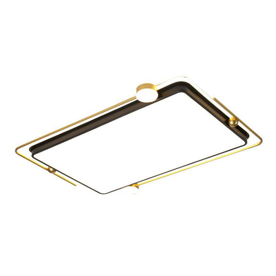 Modern Gold - Black Geometric Flush Ceiling Light: Led Mount Fixture For Contemporary Metal Bedroom