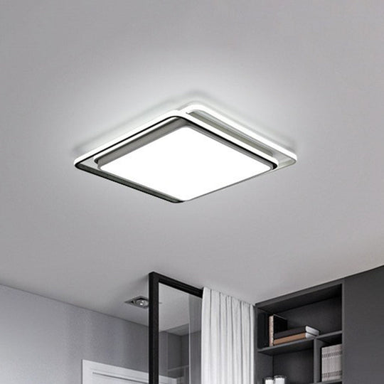 Sleek Square Bedroom Flush Mount Led Lighting With Acrylic Minimalist Design