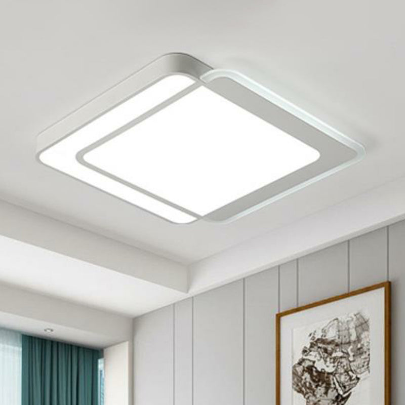 Contemporary Ultra - Thin Led Flush Mount Ceiling Light In White - Acrylic Living Room Lighting