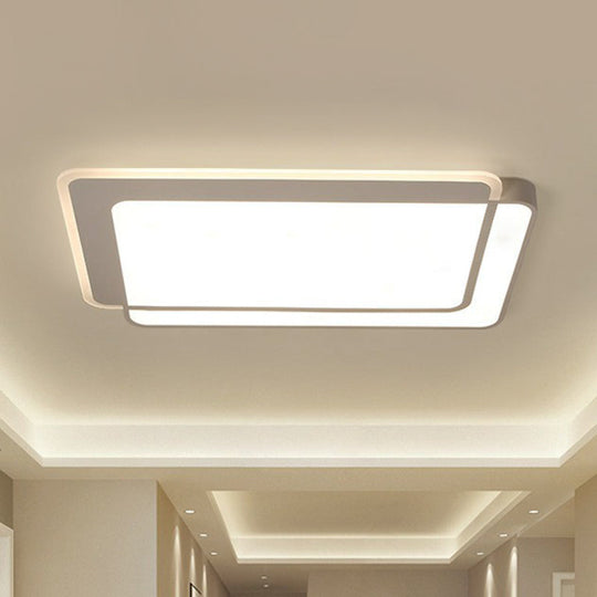 Contemporary Ultra-Thin Led Flush Mount Ceiling Light In White - Acrylic Living Room Lighting
