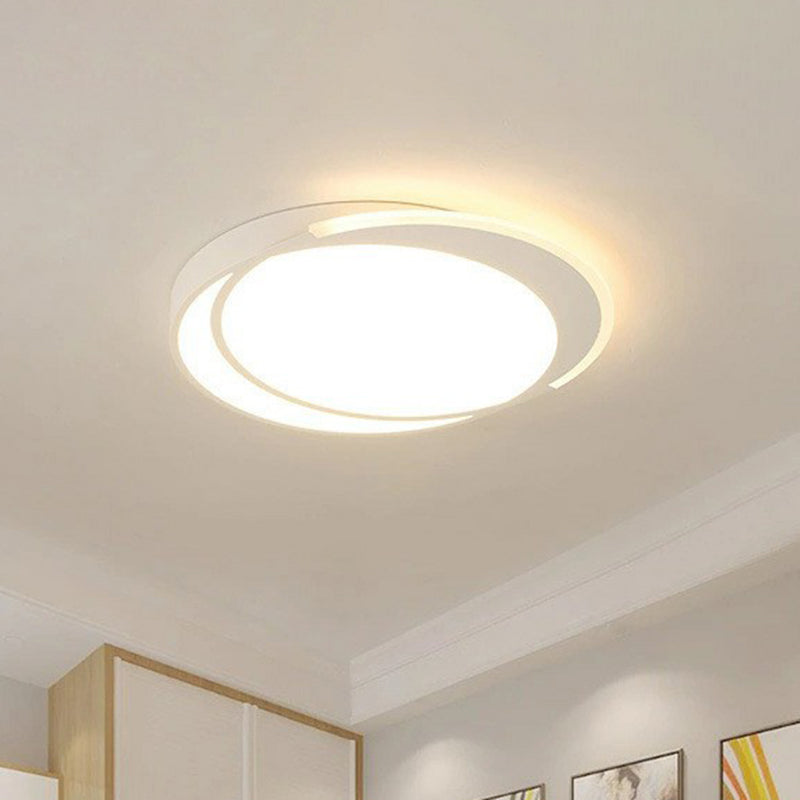 Contemporary Ultra - Thin Led Flush Mount Ceiling Light In White - Acrylic Living Room Lighting