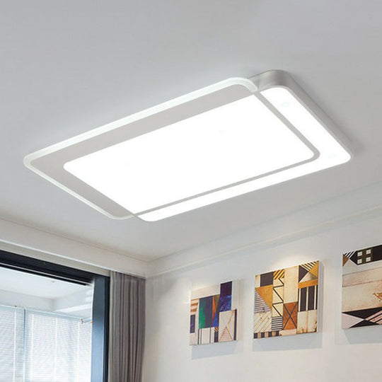 Contemporary Ultra-Thin Led Flush Mount Ceiling Light In White - Acrylic Living Room Lighting
