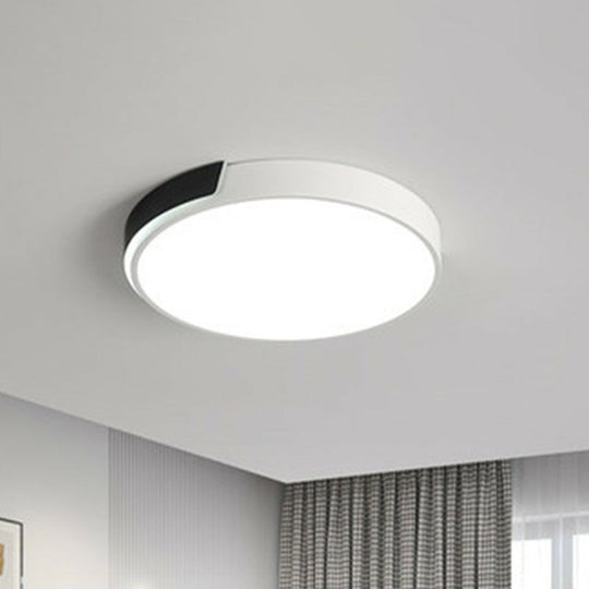 Modern Metal Geometric Led Flush Mount Ceiling Light In Black And White Black-White / Round