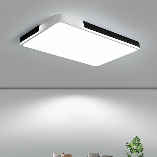 Modern Metal Geometric Led Flush Mount Ceiling Light In Black And White Black - White / Rectangle