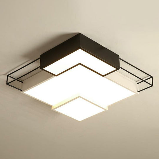 Modern Led Flush Mount Ceiling Light Fixture - Extra-Thin Acrylic Design In Black And White