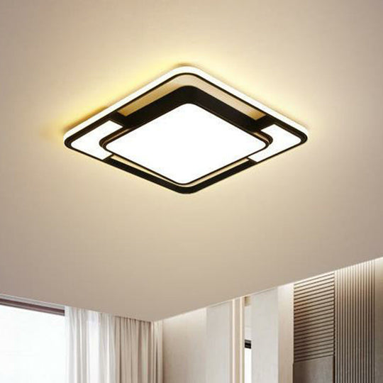 Modern Black Led Flush Mount Ceiling Light: Splicing Aluminum Design - Ideal For Living Room / 16.5