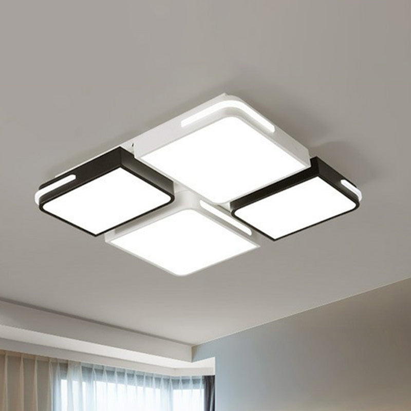 Contemporary Acrylic Flush Ceiling Light - Black And White Led Fixture Black-White / 19.5