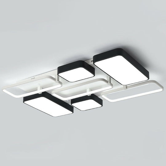 Minimalist Metallic Black And White Led Flush Mount Lighting Fixture - Splicing Design Black-White /