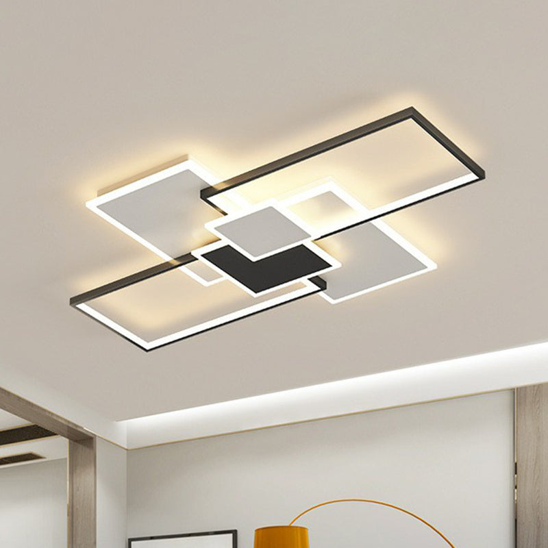 Rectangle Led Flush Mount Ceiling Light - Modern Simplicity For Living Rooms Black / 27.5’ Warm