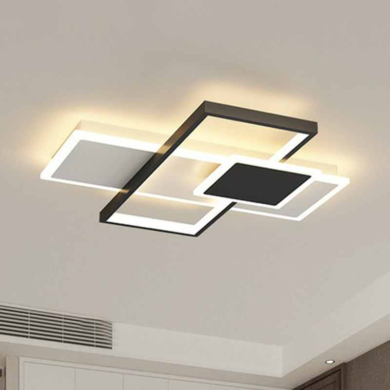 Rectangle Led Flush Mount Ceiling Light - Modern Simplicity For Living Rooms Black / 16.5’ White