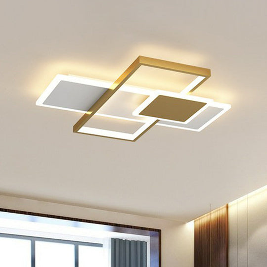 Rectangle Led Flush Mount Ceiling Light - Modern Simplicity For Living Rooms Gold / 16.5’ Warm