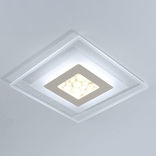 Modern Square Flush Led Ceiling Light Fixture For Bedroom Clear Acrylic Design / 8 2 Color