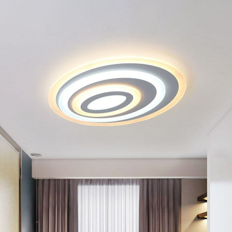 Modern White Acrylic Oval Led Flush Mount Ceiling Light For Bedrooms