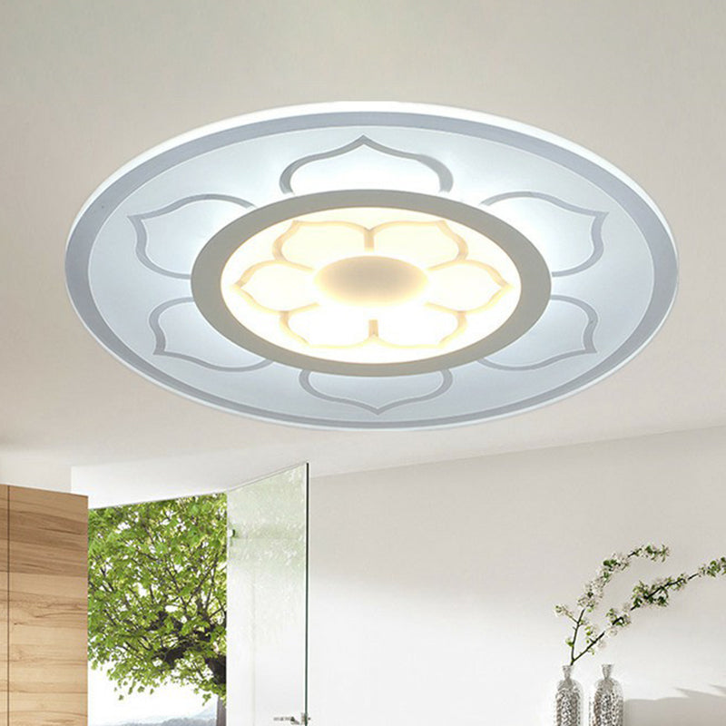 Simplicity Clear Led Flush Mount Ceiling Light For Bedroom / 16.5 Inner Warm Outer White