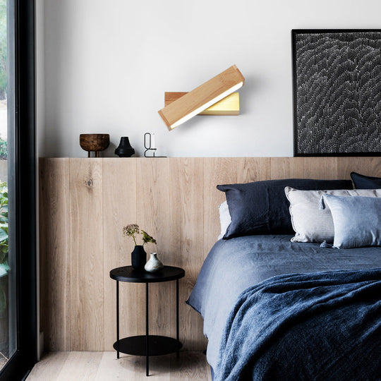 Contemporary Wood Wall Sconce With Acrylic Shade - Single-Bulb Lighting For Corridors