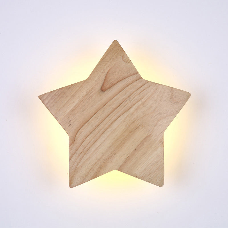 Modern Wood Star Led Wall Sconce - Stylish Contemporary Living Room Lighting