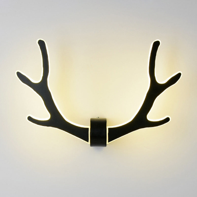 Nordic Style Wooden Antler Wall Sconce Lamp With Led Lighting - Ideal For Corridor