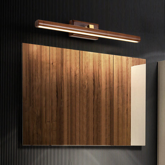 Dark Wood Nordic Linear Wall Sconce Bathroom Led Light With Acrylic Shade