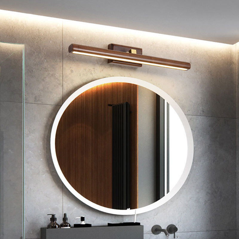 Dark Wood Nordic Linear Wall Sconce Bathroom Led Light With Acrylic Shade